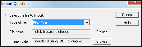 Import Questions Dialogue Box