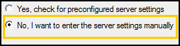 No, I want to add manual settings
