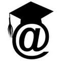 mortarboard with @ symbol